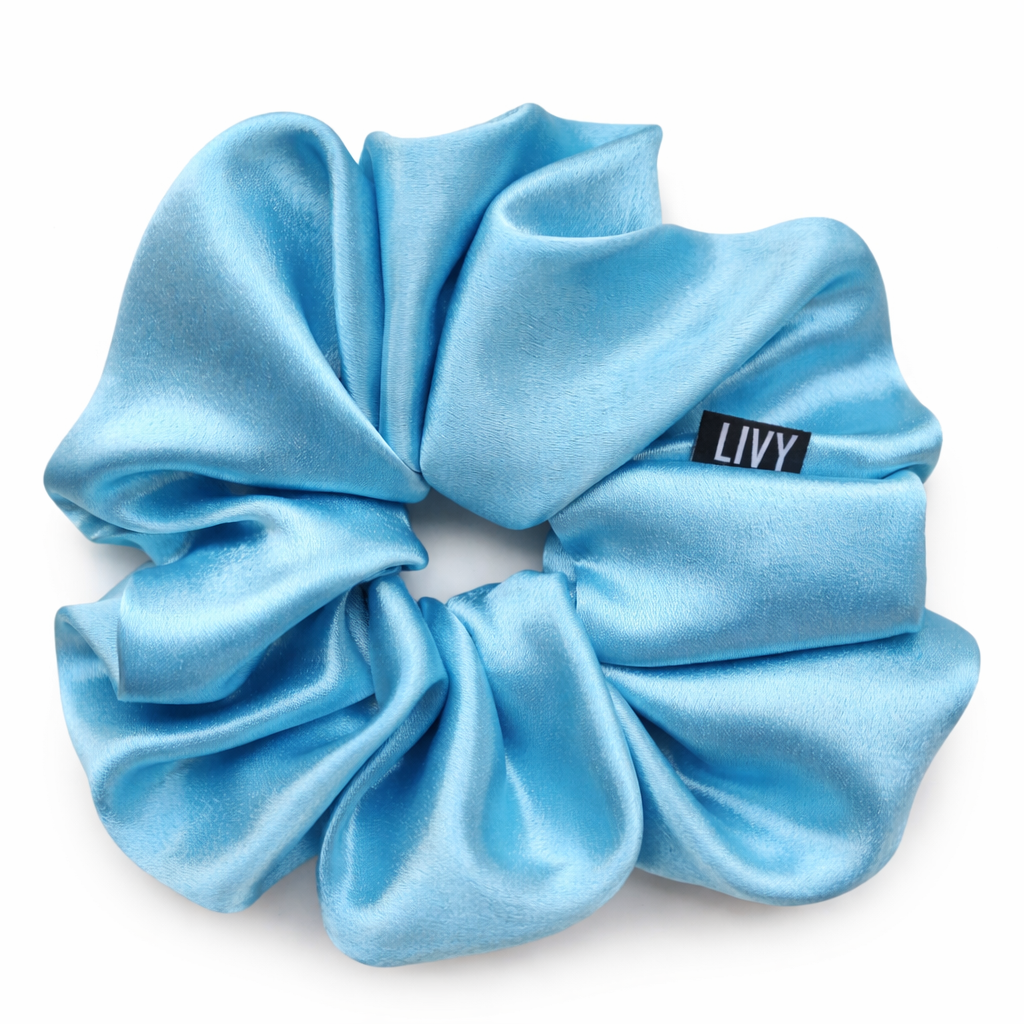Turquoise Satin Scrunchie