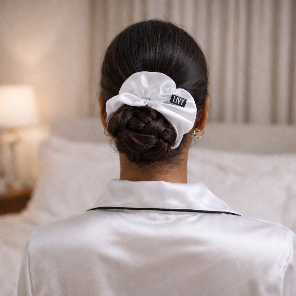 White Satin Scrunchie