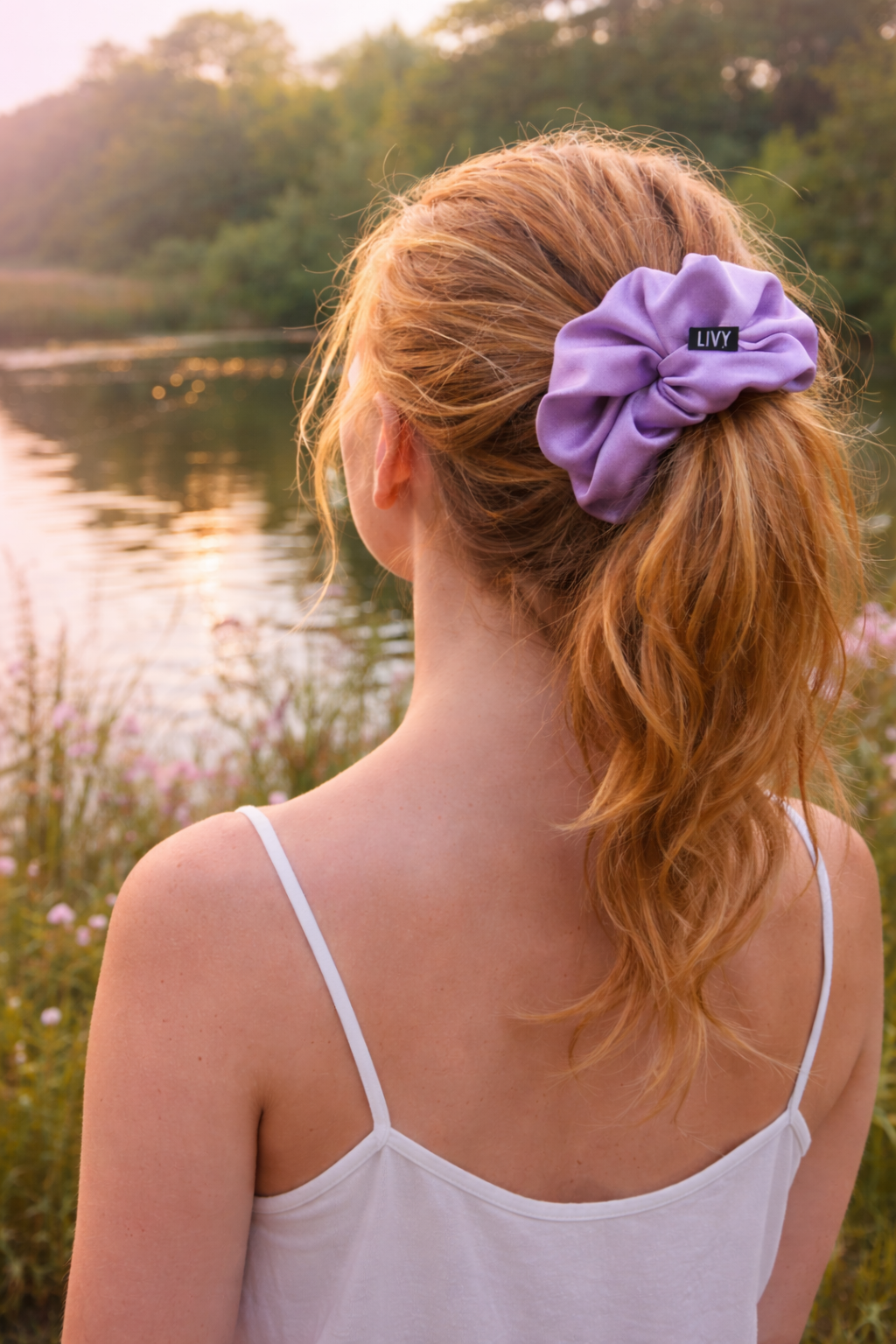 Lilac Satin Scrunchie